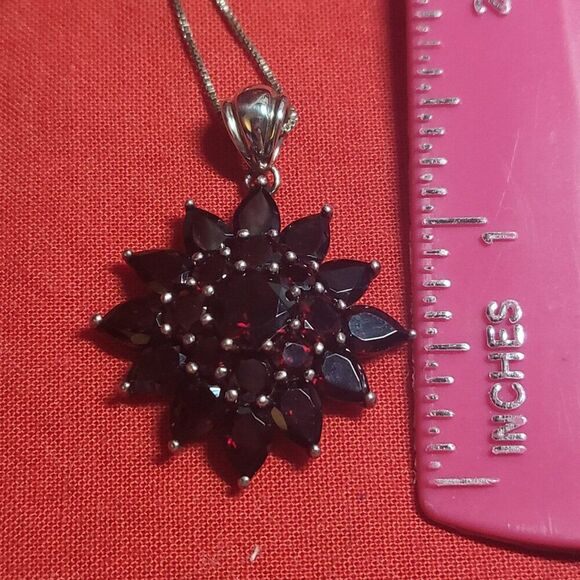 Mozambique Garnet Cluster Pendant in Sterling Silver - Picture 5 of 7